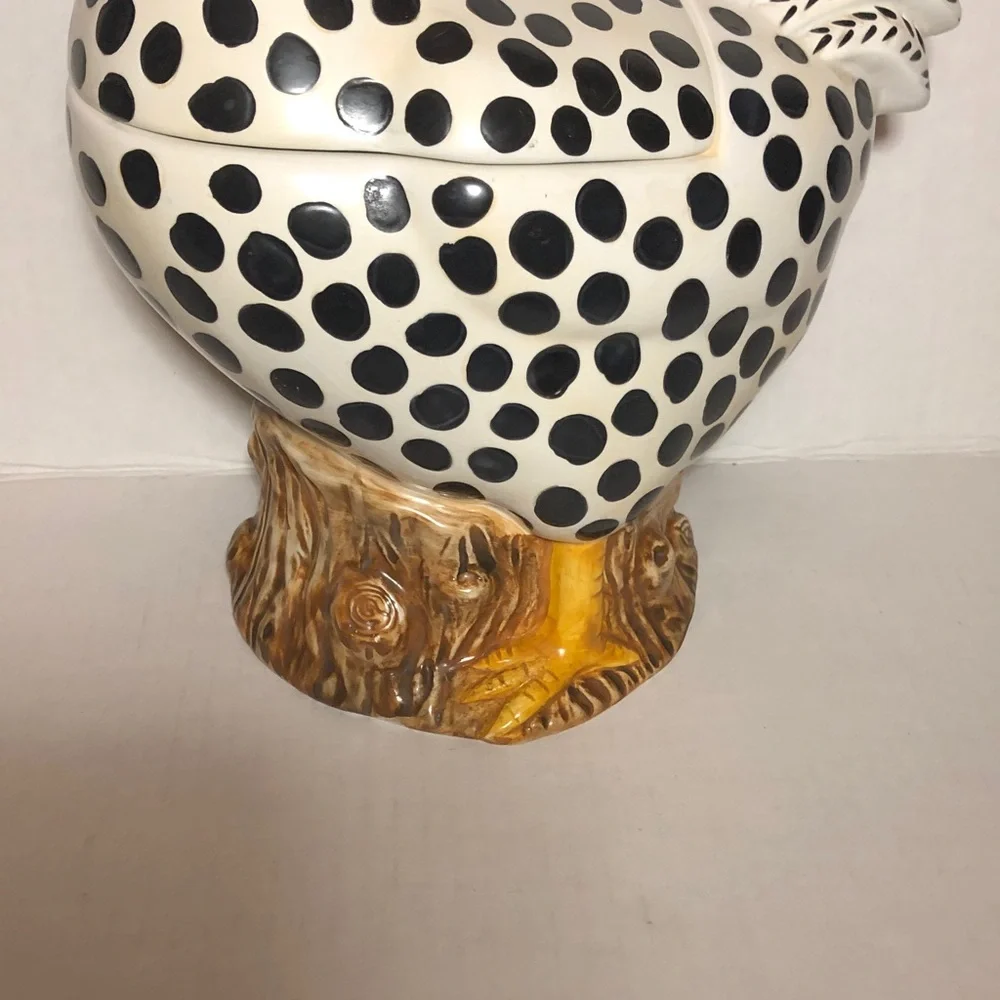 COOKIE JAR ROOSTER Spotted Ceramic Serveware by Sakura - Picture 4 of 11